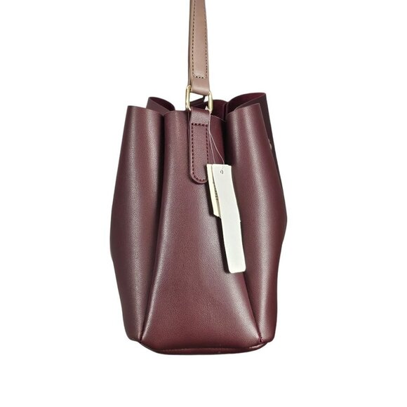 Burgundy Shoulder Bag Faux Leather Two Piece Handbag Set - Picture 4 of 15